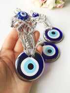 Silver Macrame Evil Eye Charm - Evileyefavor