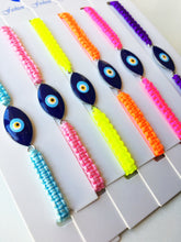 Evil Eye Macrame Bracelet, White Black Evil Eye Charm, Choose String Color - Evileyefavor