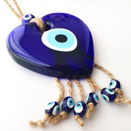 Blue Glass Evil Eye Heart Wall Hanging - Evileyefavor