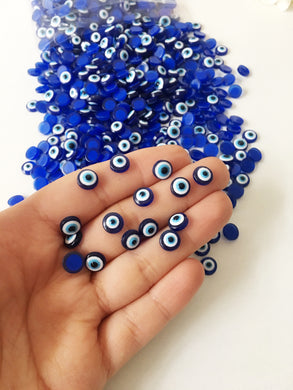 8mm evil eye cabochons, 20 pcs evil eye resin cabs, blue evil eye beads - Evileyefavor