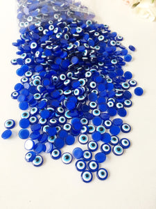 8mm evil eye cabochons, 20 pcs evil eye resin cabs, blue evil eye beads - Evileyefavor