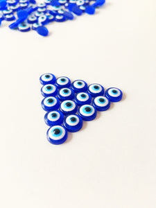8mm evil eye cabochons, 20 pcs evil eye resin cabs, blue evil eye beads - Evileyefavor
