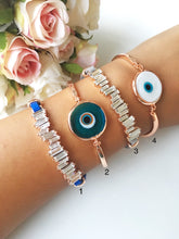 Murano Evil Eye Bracelet, Leather Baguette Bracelet - Evileyefavor