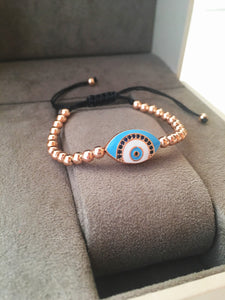 Nazar boncuk Bracelet, Evil Eye Bracelet, Rose Gold Beads - Evileyefavor