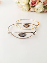 Evil Eye Bangle Bracelet, Rose Gold Silver Cuff Bracelet - Evileyefavor