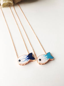 Evil eye necklace, fish evil eye necklace, fish charm necklace, blue evil eye necklace - Evileyefavor