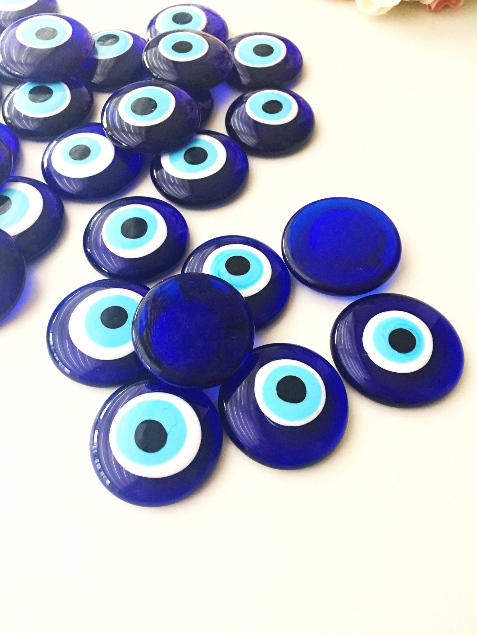Blue evil eye charm beads, evil eye charm without hole, glass evil eye –  Evileyefavor