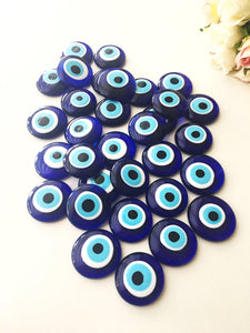 Nazar boncuk, 2 pcs evil eye beads with no hole, evil eye home decor, blue glass evil eye bead, greek evil eye, ojo turco bead, malocchio - Evileyefavor