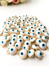 White evil eye beads, evil eye charm, glass evil eye charm, evil eye connector - Evileyefavor