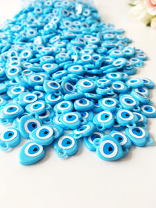 100 pcs Turquoise evil eye charm, blue evil eye resin beads, unique wedding favors - Evileyefavor