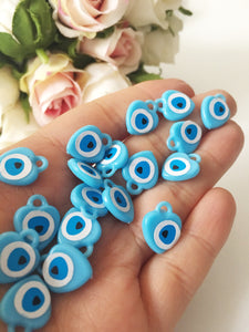 100 pcs Turquoise evil eye charm, blue evil eye resin beads, unique wedding favors - Evileyefavor