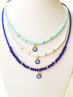 Evil eye necklace, miyuki necklace, seed beads necklace, evil eye charm necklace - Evileyefavor