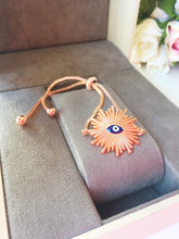 Adjustable Sunny Evil Eye Charm Bracelet, Rose Gold Jewelry - Evileyefavor