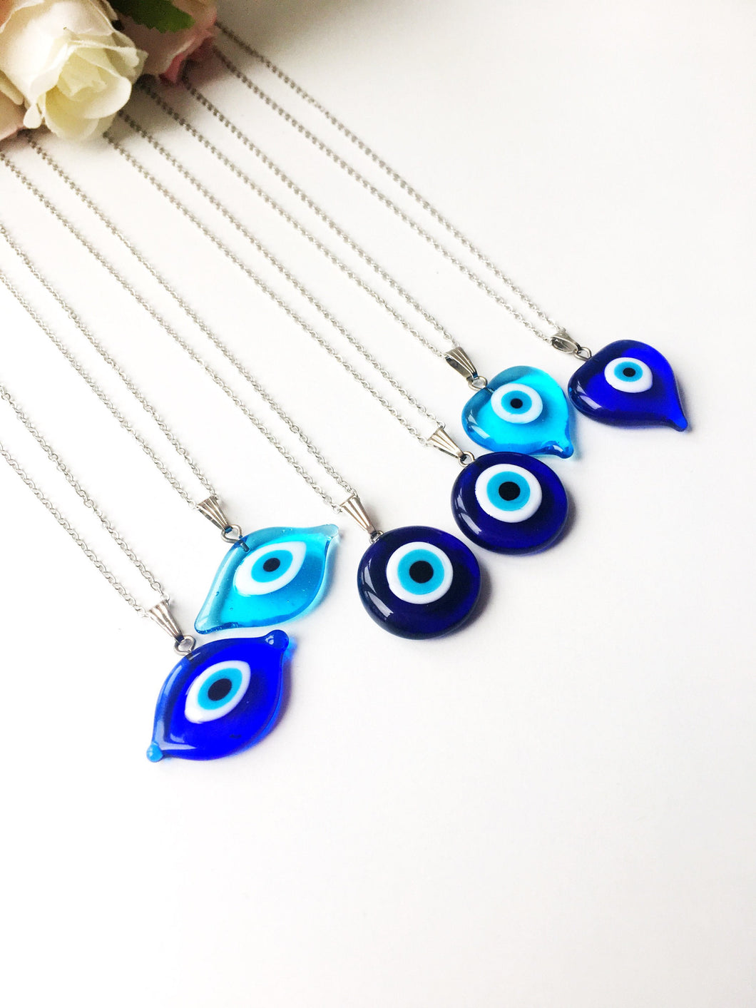Glass Evil Eye Necklace, Greek Evil Eye Bead – Evileyefavor