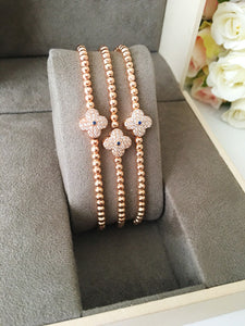 Lucky Clover Bracelet, Adjustable Rose Gold Bracelet - Evileyefavor