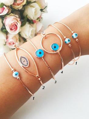 Bangle Evil Eye Bracelet, Lucky Charm Bracelet, Bangles - Evileyefavor