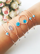 Bangle Evil Eye Bracelet, Lucky Charm Bracelet, Bangles - Evileyefavor