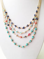 Evil eye necklace, evil eye bead necklace, tiny evil eye charms, blue evil eye necklace - Evileyefavor