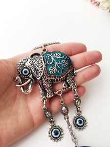 Turquoise Elephant Evil Eye Wall Art - Evileyefavor