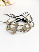Silver Evil Eye Bracelet Set, Adjustable Charm Bracelet, Tree of Life Tulip Charm - Evileyefavor