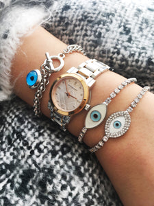 Silver Evil Eye Bracelet Set, Lucky Charm Bracelet - Evileyefavor