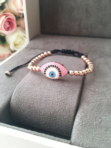 Nazar boncuk Bracelet, Evil Eye Bracelet, Rose Gold Beads - Evileyefavor