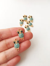 Owl evil eye charm 2pc, turquoise evil eye pendant, jewelry making diy, gold owl pendant, evil eye necklace charm, turquoise owl charm - Evileyefavor