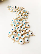 White evil eye beads, evil eye charm, glass evil eye charm, evil eye connector - Evileyefavor