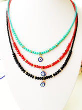 Evil eye necklace, miyuki necklace, seed beads necklace, evil eye charm necklace - Evileyefavor
