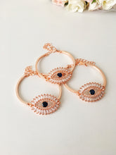 Greek Evil Eye Bracelet, CZ baguette bracelet - Evileyefavor