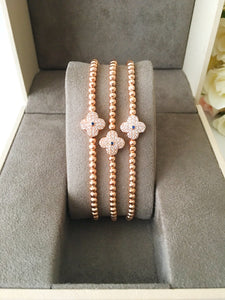 Lucky Clover Bracelet, Adjustable Rose Gold Bracelet - Evileyefavor