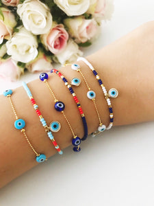 Evil Eye Bracelet, Seed Beads Bracelet, Greek Evil Eye Jewelry - Evileyefavor