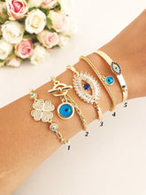 Gold Evil Eye Bracelet Set, Bangle Bracelet, Blue Evil Eye Bead - Evileyefavor