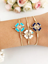 Evil Eye Clover Bracelet, Adjustable Gold Bracelet, Lucky Bracelet - Evileyefavor