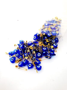 10 pcs glass evil eye beads tiny evil eye safety pins nazar