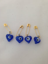 Unique wedding favor - 25 pcs - glass evil eye beads - tiny evil eye safety pins - Evileyefavor