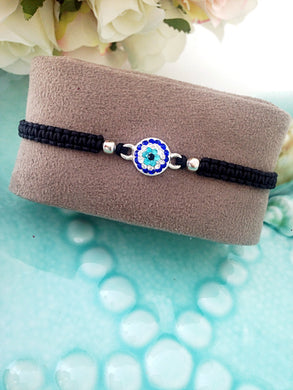 Greek Evil Eye Bracelet, Black Macrame Bracelet - Evileyefavor