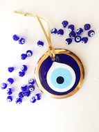 gold evil eye bead - 7cm - evil eye wall hanging - gold evil eye charm - large evil eye - turkish evil eye - nazar boncuk - evil eye decor - Evileyefavor