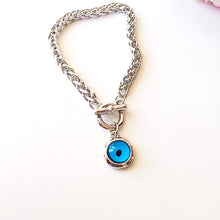 Blue Evil Eye Bracelet, Silver Chain Bracelet - Evileyefavor