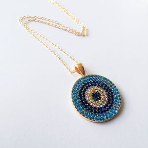 Evil Eye Necklace - Rose Gold Evil eye Jewelry - Zirconia evil eye necklace - Evileyefavor