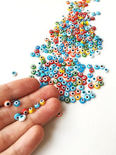6mm flat round evil beads- Turkish evil eye- strand for red, yellow, green, blue - Evileyefavor