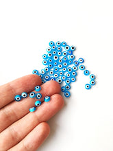 Flat evil eye glass beads- 6mm to 12mm- turquoise evil eye beads- evil eye tiny beads - Ojo beads - Evil eye wholesale beads- diy jewelry - Evileyefavor