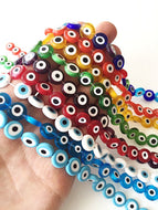 12mm Evil eye flat glass beads for necklace and bracelet - Evileyefavor
