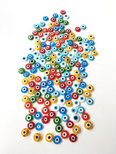 12mm flat round evil beads- Turkish evil eye- strand for red, yellow, green, blue, white - Evileyefavor