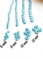 Flat evil eye glass beads- 6mm to 12mm- tale turquoise evil eye beads- evil eye tiny beads - Ojo beads - Evil eye wholesale beads - Evileyefavor