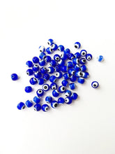 Blue evil eye beads- 8mm 10mm glass beads for bracelets - Turkish lamp work set of 35 to 45 beads - Evileyefavor