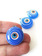 Murano glass evil eye pendant - lampwork evil eye bead - blue evil eye nazar pendant - turkish greek evil eye - lampwork jewelry supplies - Evileyefavor