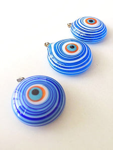 Murano glass evil eye pendant - lampwork evil eye bead - blue evil eye nazar pendant - turkish greek evil eye - lampwork jewelry supplies - Evileyefavor