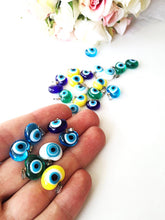 5 pcs glass evil eye charms, translucent opaque evil eye pendants - Evileyefavor