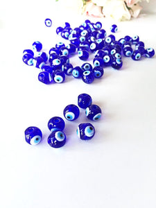 35 pcs 10mm Blue Glass Evil Eye Beads - 10mm Evil Eye Beads - 10mm glass beads - Evileyefavor